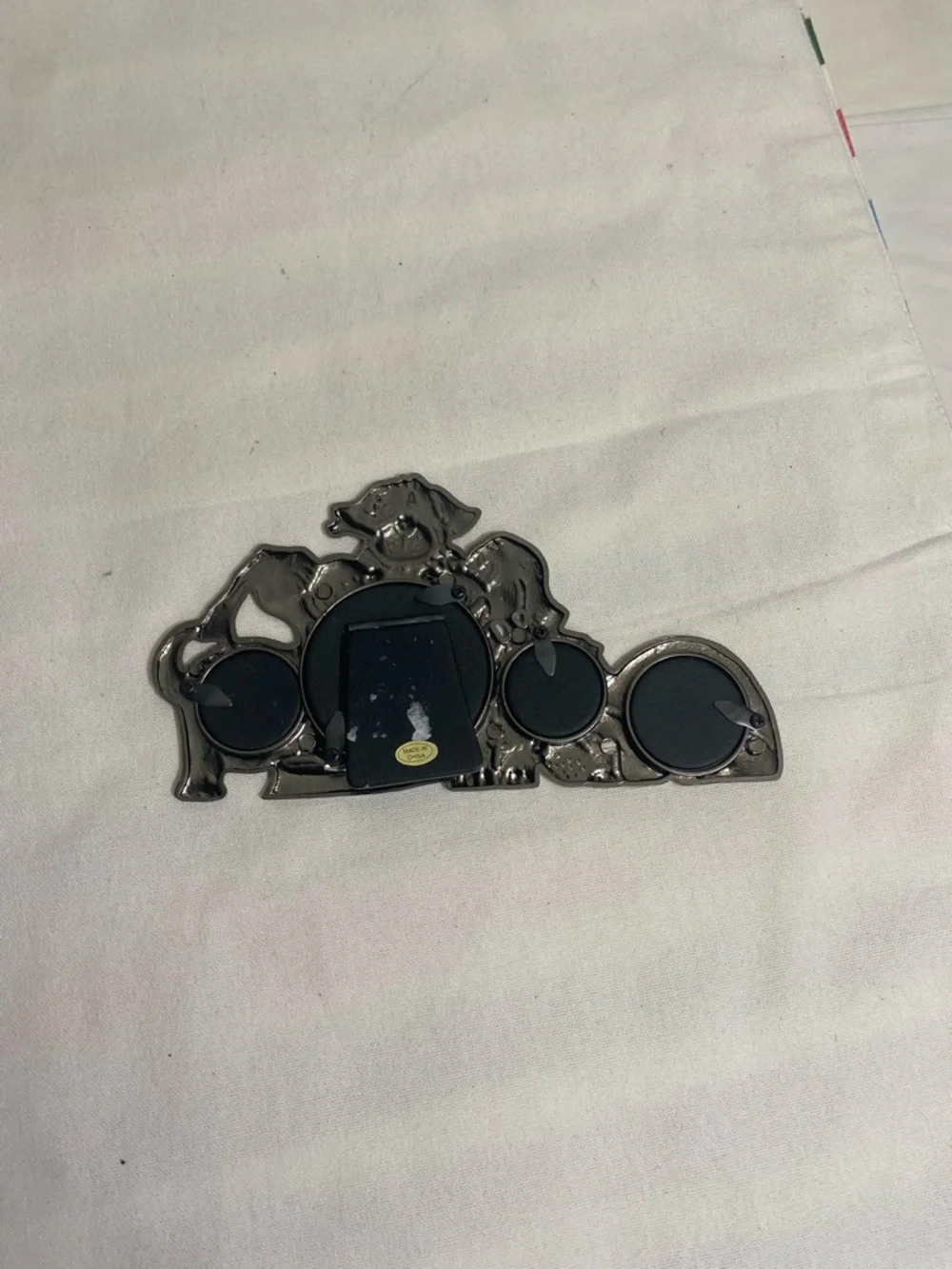 Vintage Dog Family Metal Picture Frame collage Pewter Tone Multi openings